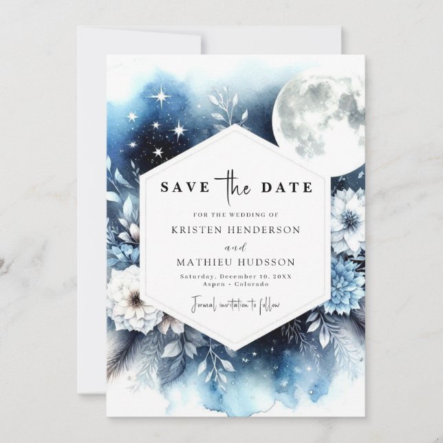Lovely Whimsy Moonlit Wedding Save The Date (Front)