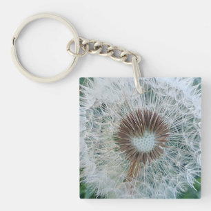 Lovely White Dandelion Key Ring