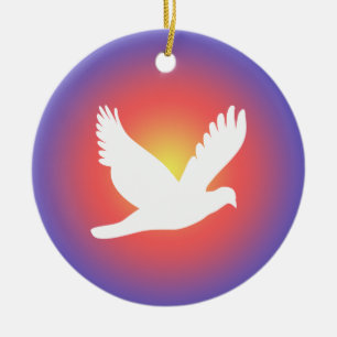 lovely white dove and deer Christmas Ceramic Ornament