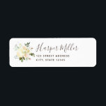 Lovely White Florals Script Return Address Return Address Label<br><div class="desc">Elegant and stylish featuring watercolor flowers in cream and blush hues. This coordinates with our "Lovely Florals" wedding collection.</div>