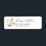 Lovely White Florals Script Return Address Return Address Label<br><div class="desc">Elegant and stylish featuring watercolor flowers in cream and blush hues. This coordinates with our "Lovely Florals" wedding collection.</div>
