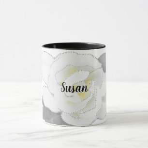 Lovely White Gardenia Flower on White Mug