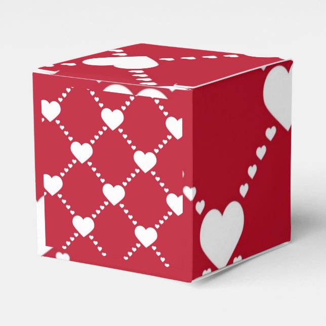 lovely white hearts favour box (Front Side)