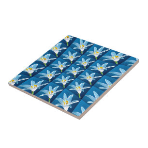 Lovely White Lily Pattern Ceramic Tile