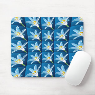 Lovely White Lily Pattern Mouse Pad