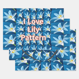 Lovely White Lily Pattern Wrapping Paper Sheet