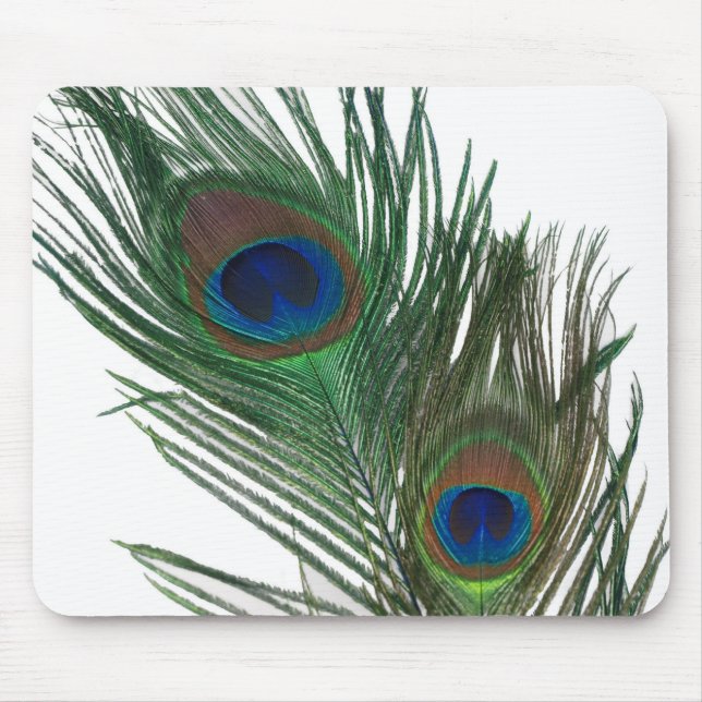 Lovely White Peacock Feather Mouse Pad (Front)