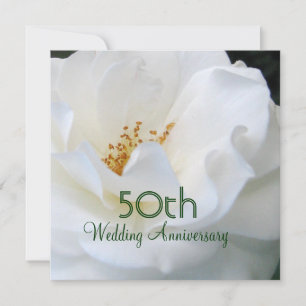 Lovely White Rose 50th Anniversary Invitation