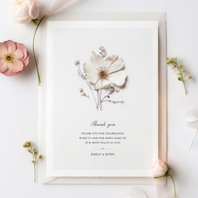 Lovely White Rose Elegant Wedding Thank You Card (Creator Uploaded)
