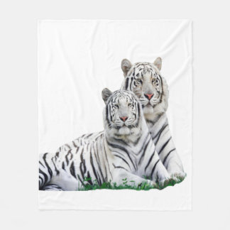 Lovely white tiger fleece blanket