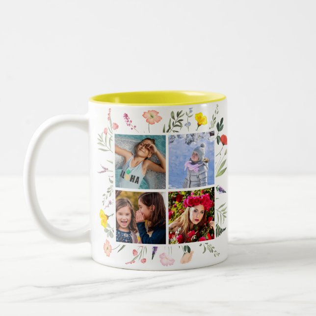 Lovely Wildflower 4 Custom Photo Mother s Day Mug (Left)