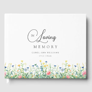 Lovely, wildflower "In Loving Memory" funeral Guest Book