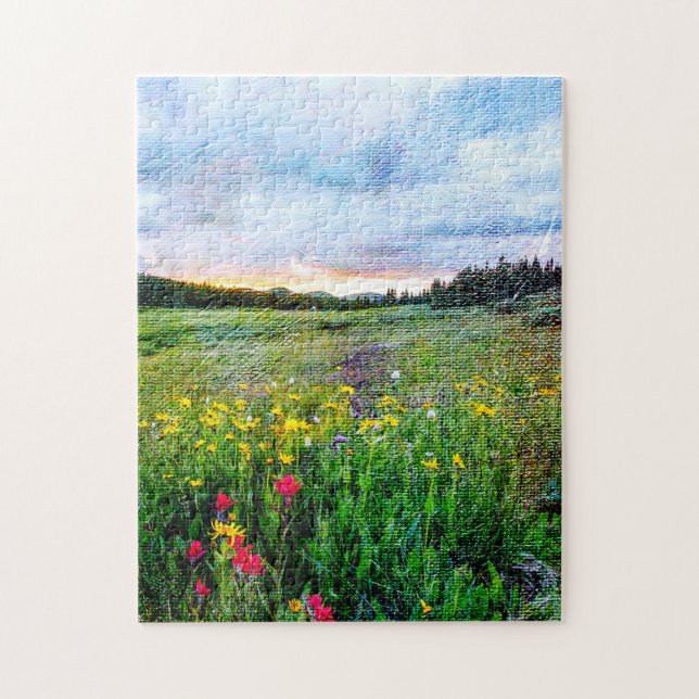Lovely Wildflowers Field Nature Landscape Jigsaw Puzzle (Vertical)