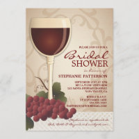 Lovely Wine & Grapes Bridal Shower Invitation