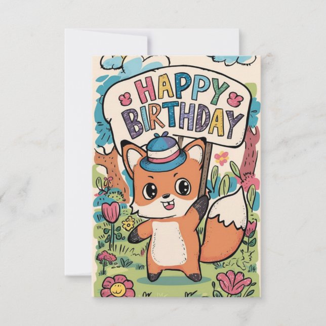 Lovely Wishes Fox Birthday card (Front)