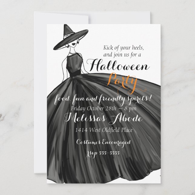 Lovely Witch Halloween Invitation (Front)