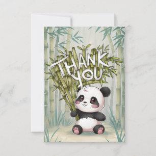 Lovely Wood Panda Thank You Card