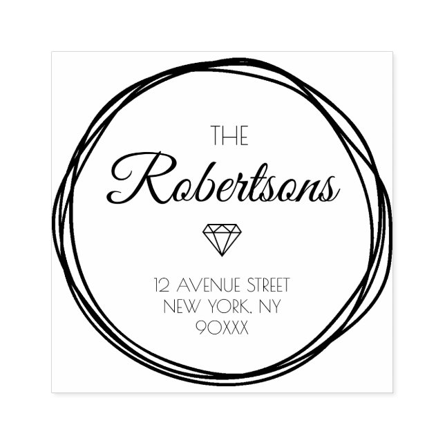 lovely wreath and script address rubber stamp (Imprint)