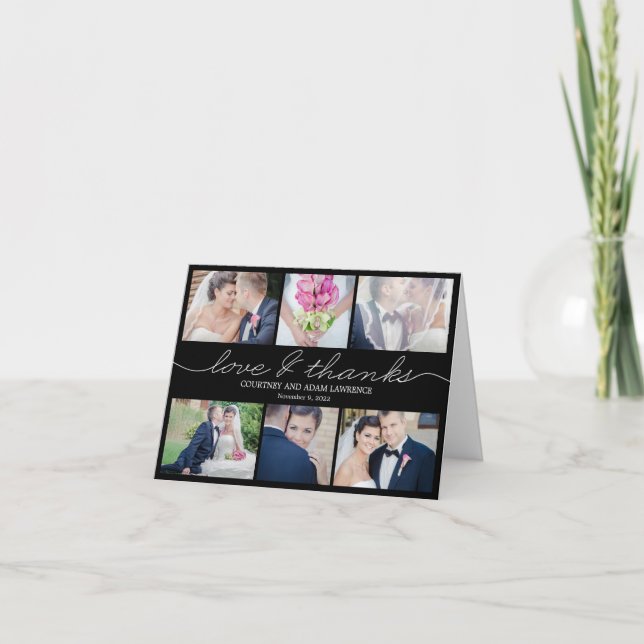 Lovely Writing Wedding Thank You Card - Black (Front)