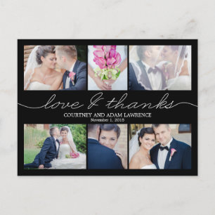 Lovely Writing Wedding Thank You Card - Black