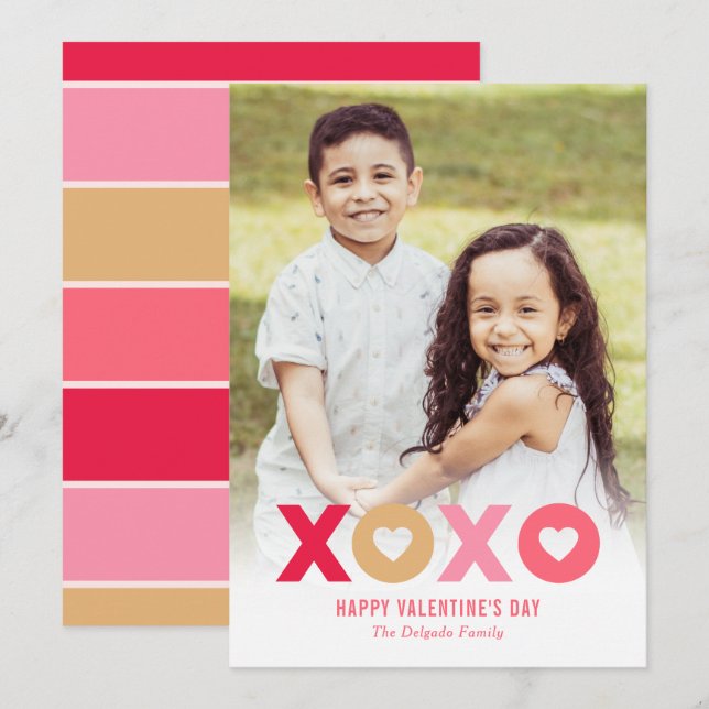 Lovely XOXO Editable Colour Valentine's Day Card (Front/Back)
