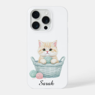 Lovely Yarn Kitten iPhone 15 Pro Case