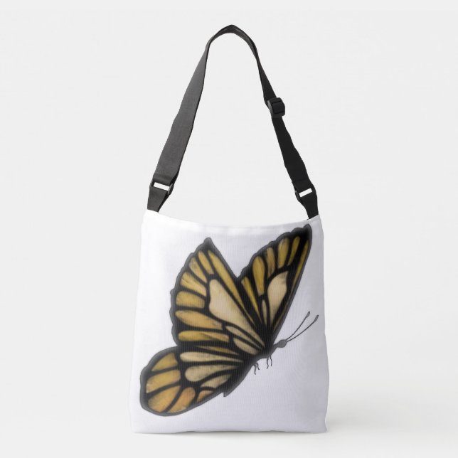 Lovely Yellow Butterfly Cross Body Tote Bag (Front)