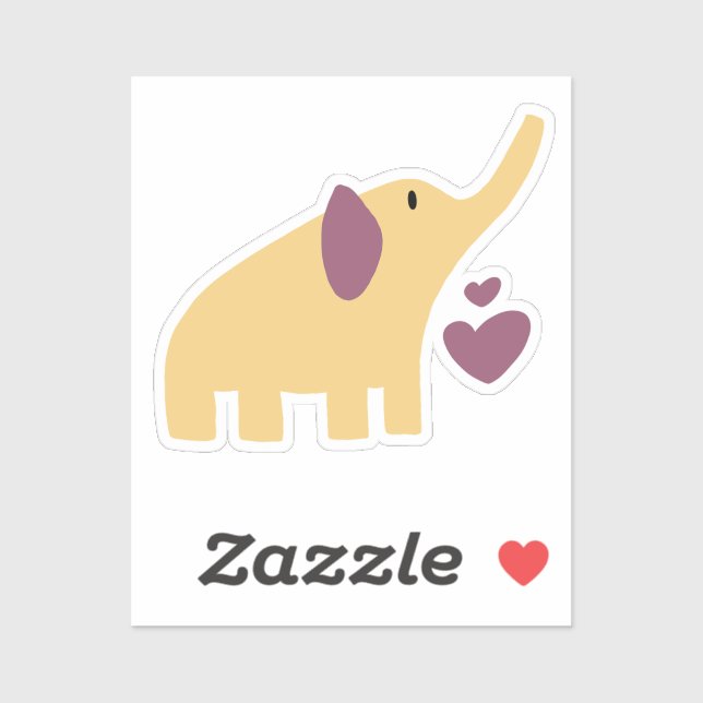 Lovely Yellow Elephant With Hearts (Sheet)