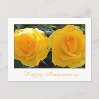 Lovely yellow rose flowers happy anniversary postcard