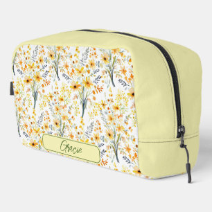 Lovely yellow spring wildflowers personalised dopp kit