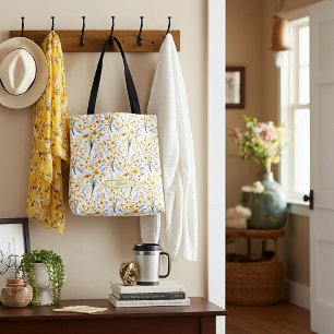 Lovely yellow spring wildflowers personalised tote bag