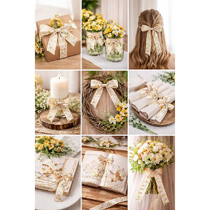 Lovely yellow spring wildflowers satin ribbon