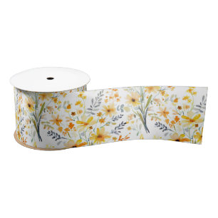 Lovely yellow spring wildflowers satin ribbon