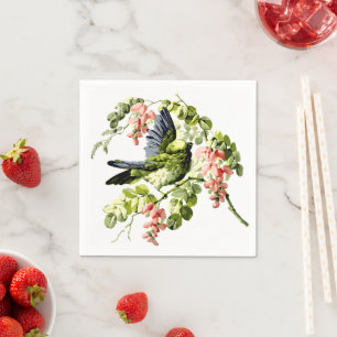 Lovely Young Parrot in Flowering Tree Napkin