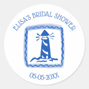 LoveNotes from Sea Lighthouse CUSTOM Bridal Shower Classic Round Sticker