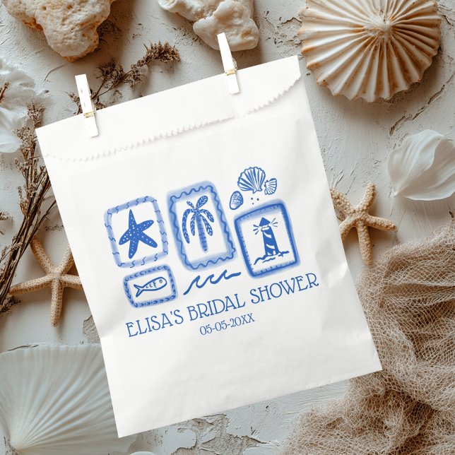 LoveNotes from Sea Modern CUSTOM Bridal Shower Favour Bag (LoveNotes from Sea Coastal Beach Modern CUSTOM Bridal Shower Favor Bag
)