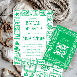 LoveNotes from Sea Modern CUSTOM QR Bridal Shower Enclosure Card
