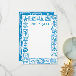 LoveNotes from the Sea Modern Cute Bridal Shower Thank You Card