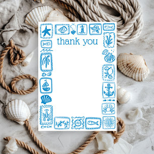 LoveNotes from the Sea Modern Cute Bridal Shower Thank You Card