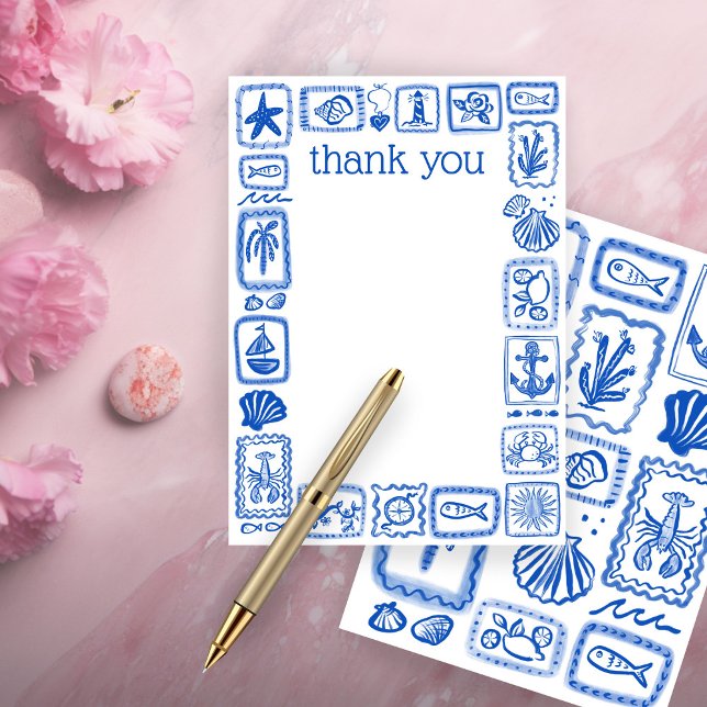 LoveNotes from the Sea Modern Cute Bridal Shower Thank You Card (LoveNotes from the Sea Modern Cute Bridal Shower Thank You Card
)