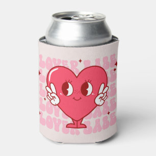 Lover Babe   Cute Smiling Heart & Repeating Text Can Cooler