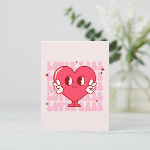 Lover Babe   Cute Smiling Heart & Repeating Text Postcard