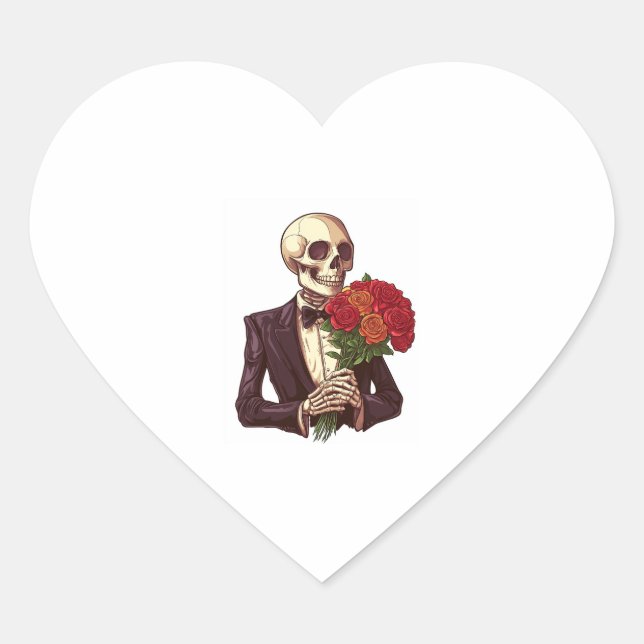 Lover Bones � Funny Romantic Skeleton Heart Sticker (Front)
