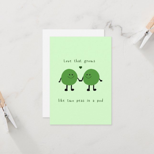 Lover Card Peas - cute two peas in a pod (Front/Back In Situ)