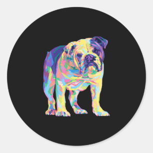 Lover Gifts Bulldog Colourful English Bulldog Mens Classic Round Sticker