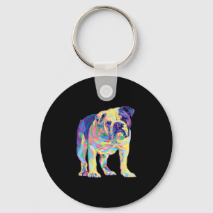 Lover Gifts Bulldog Colourful English Bulldog Mens Key Ring