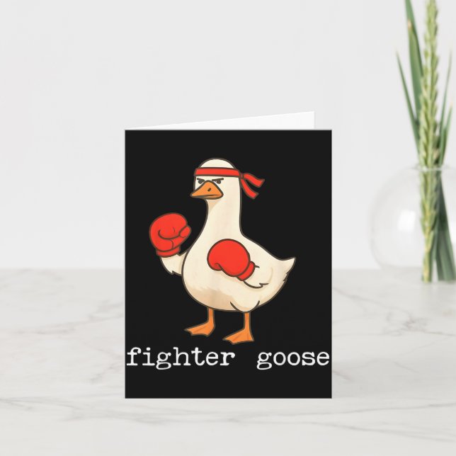 Lover Goose And Fighter Goose, Funny Couple Goose  Card (Front)