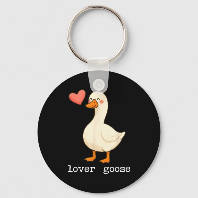 Lover Goose And Fighter Goose, Funny Couple Goose  Key Ring (Front)