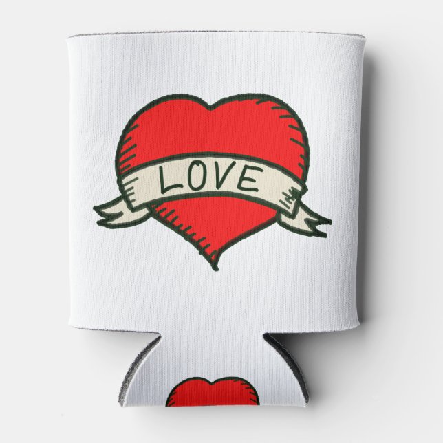 Lover Heart Shape Drawing Can Cooler (Front)