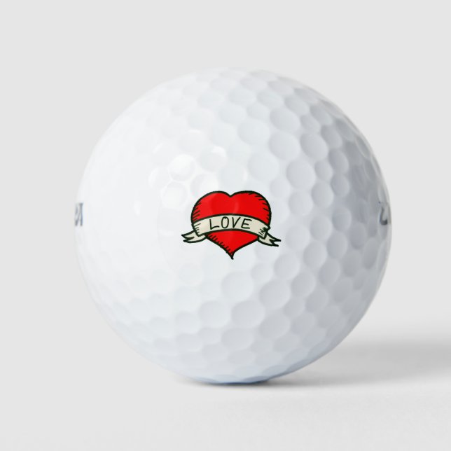 Lover Heart Shape Drawing Golf Balls (Front)